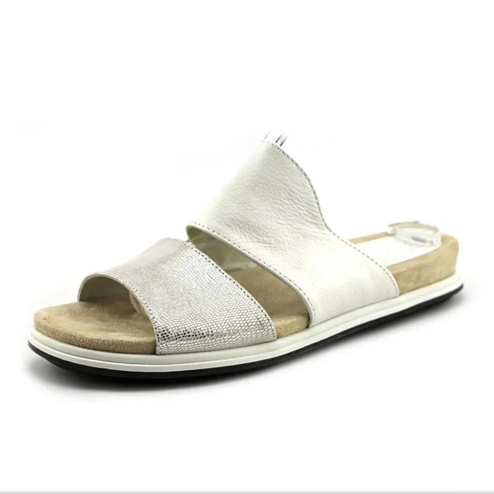Naya Korthay Slip On Flexible Comfort Summer Sandels Sz 7 Beige Leather